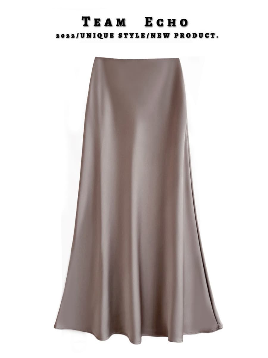 Утягивающая атласная шелковистая юбка средней длины с высокой талией, весна-лето 2024, новая длинная юбка трапециевидной...