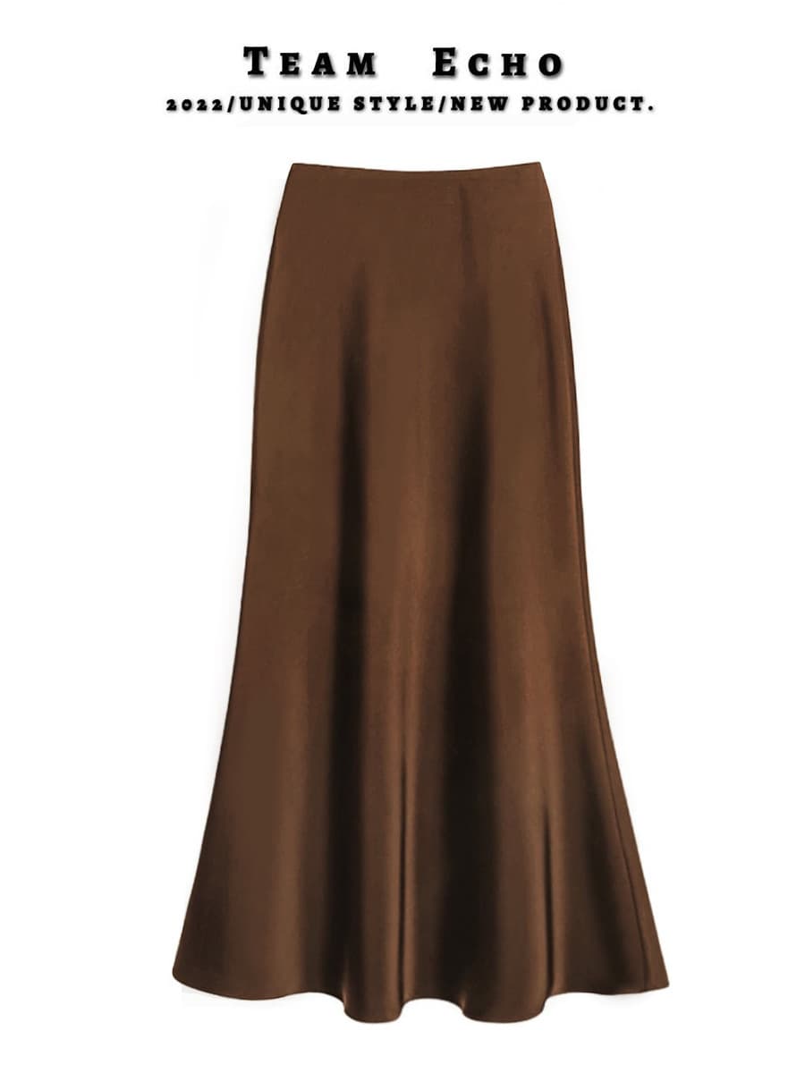 Утягивающая атласная шелковистая юбка средней длины с высокой талией, весна-лето 2024, новая длинная юбка трапециевидной...