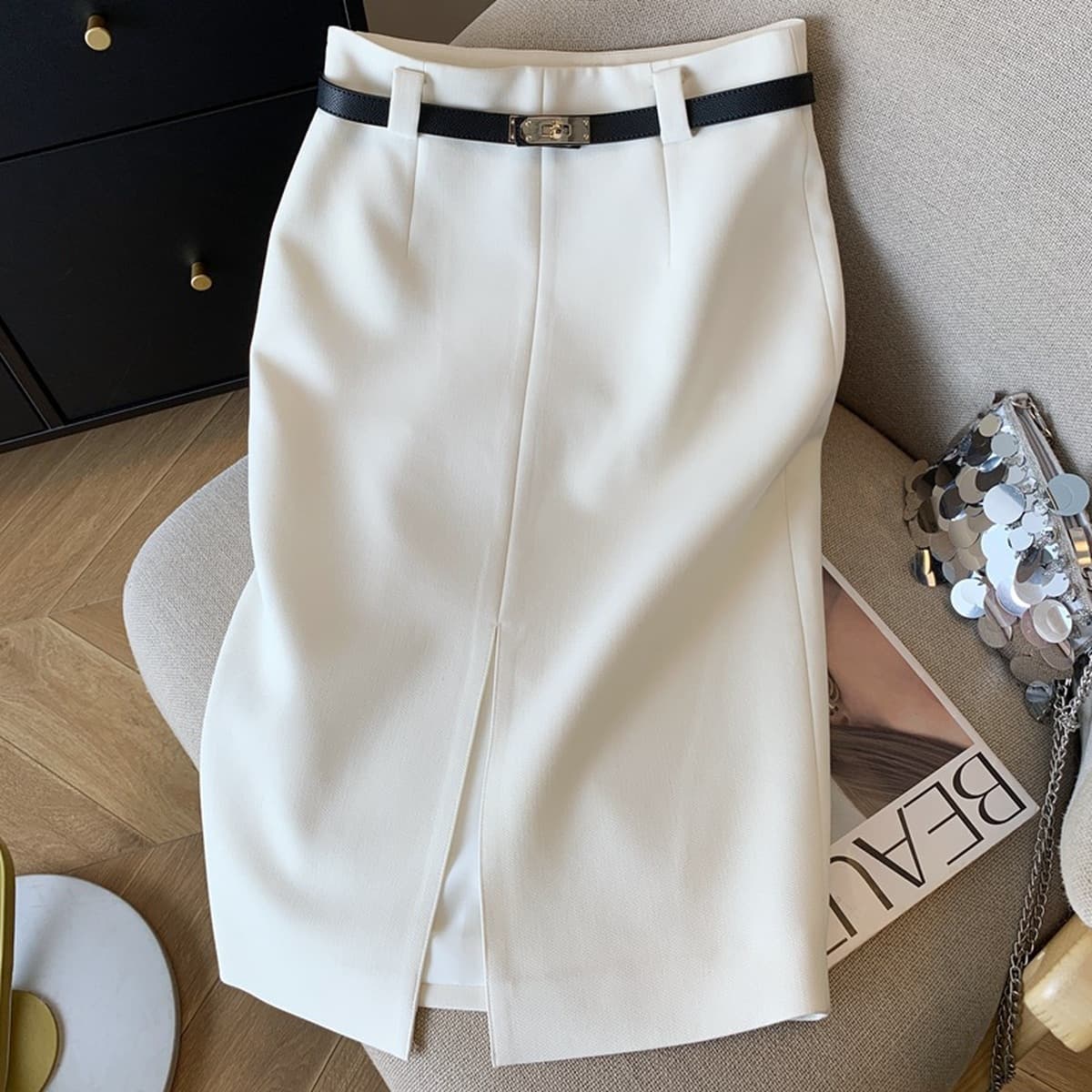 Готовый запас, весна и лето, новая красивая юбка на рабочем месте, женский костюм, юбка, сексуальная юбка, закрывающая бедра...