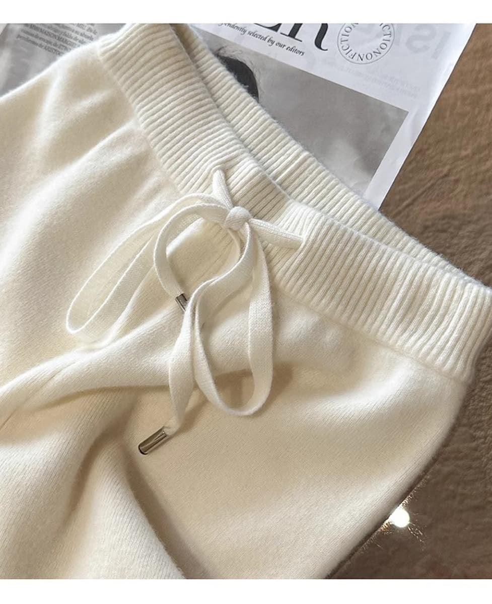 Осенне-зимние элегантные широкие брюки из 100% австралийской чистой шерсти с высокой талией для женщин, прямые брюки из...