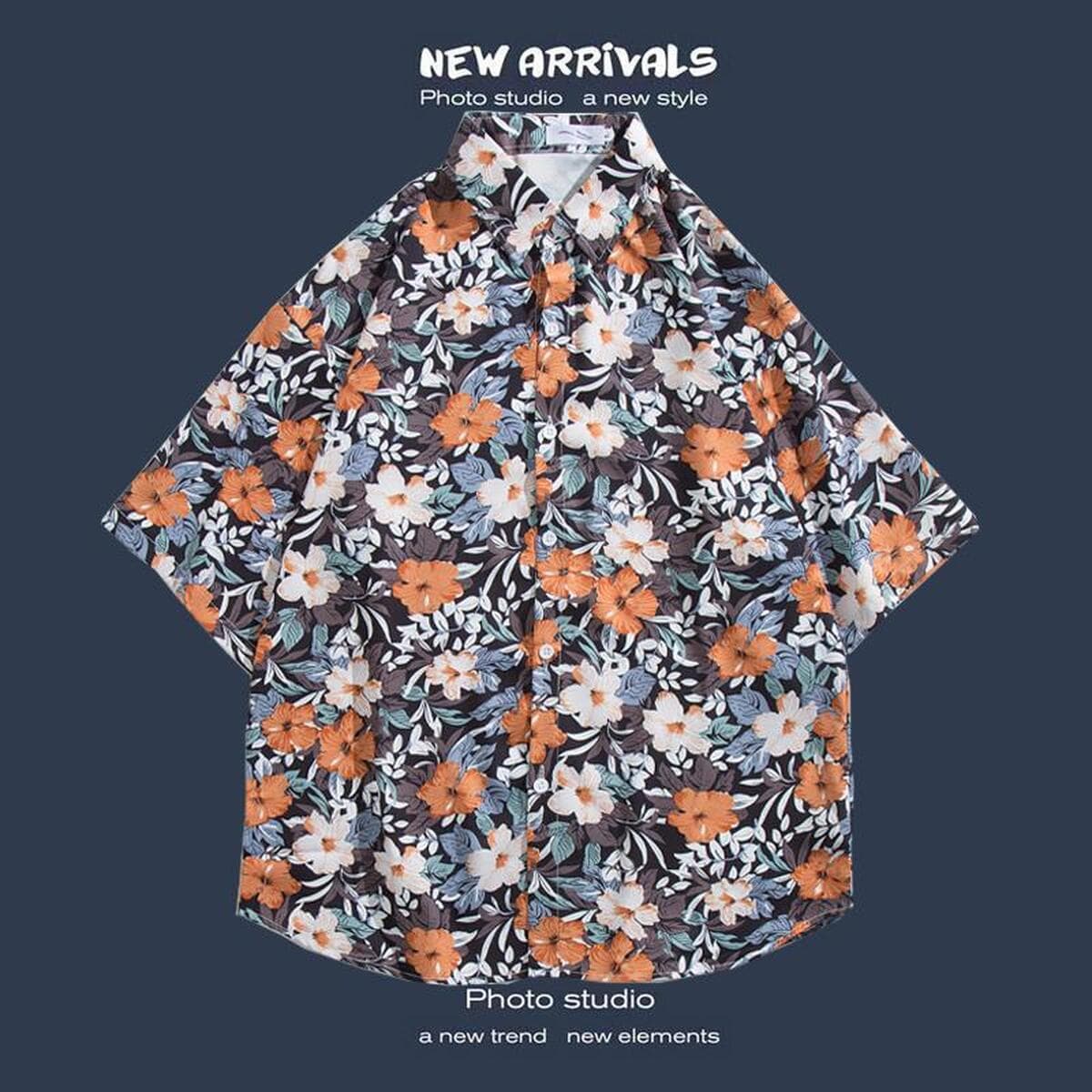 Рубашка с короткими рукавами и цветочным принтом, островной Хайнань, пляжный гонконгский стиль, стиль Sanya Xiawei, тайская...