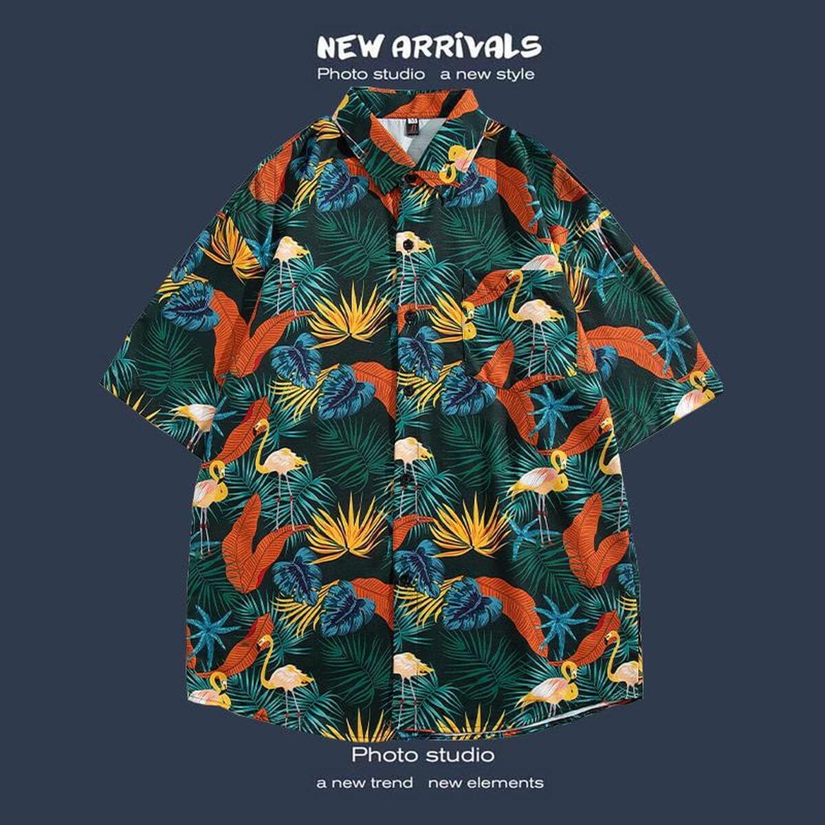 Рубашка с короткими рукавами и цветочным принтом, островной Хайнань, пляжный гонконгский стиль, стиль Sanya Xiawei, тайская...