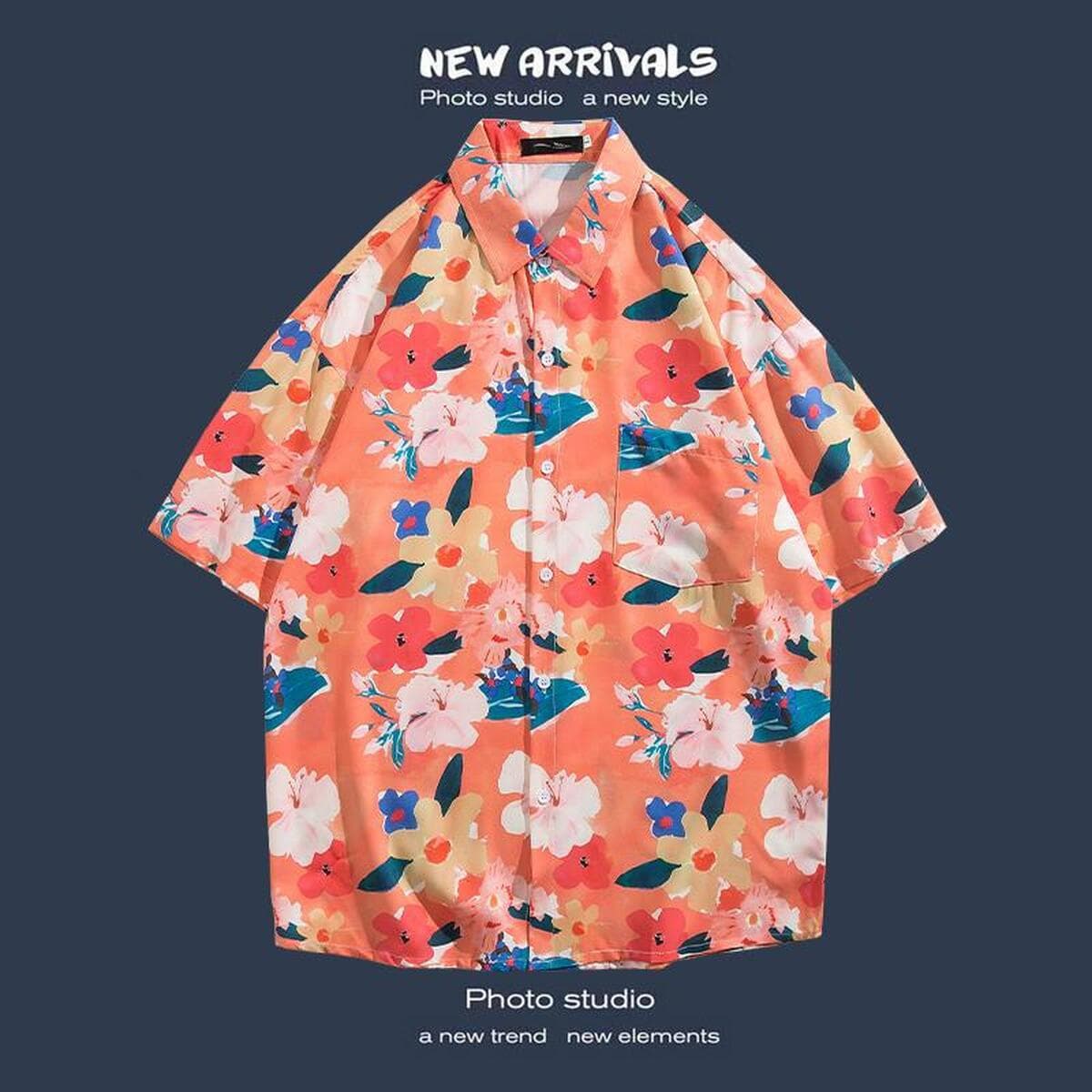 Рубашка с короткими рукавами и цветочным принтом, островной Хайнань, пляжный гонконгский стиль, стиль Sanya Xiawei, тайская...