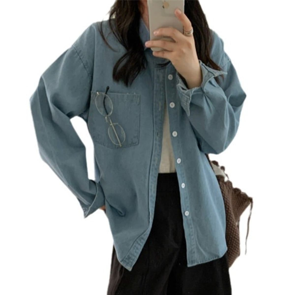 Джинсовая рубашка женская, весна-осень 2021, новый дизайн, универсальная свободная рубашка в стиле ретро в корейском стиле,...