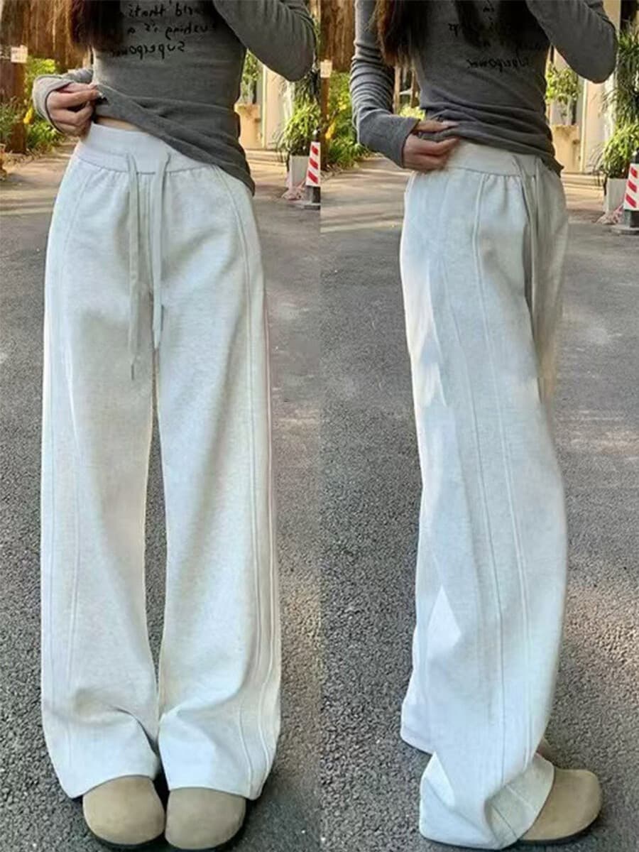 Модные темно-серые женские спортивные брюки 2025 года, зимние, из овечьей шерсти, узкие широкие штаны, облегающие,...