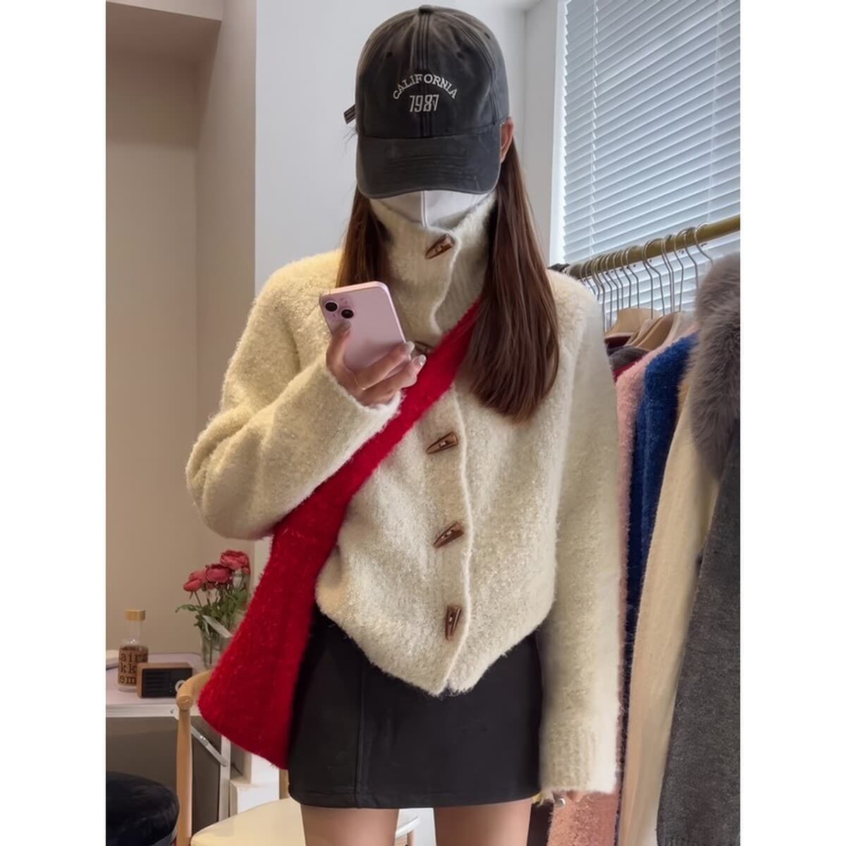 Суперстильный женский кардиган из шерстяной петли с пятицветными пуговицами, вязаный в стиле «ленивый шик»,...