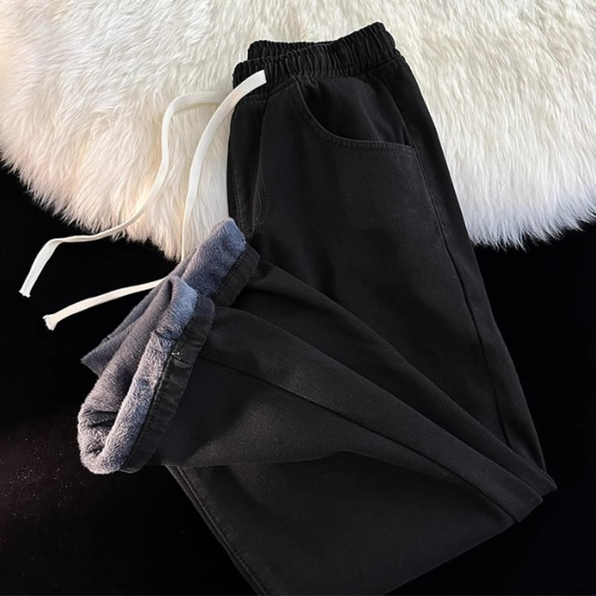 Женские джинсы с флисовой подкладкой, прямые, утепленные, новая модель 2025 года, для миниатюрных женщин, широкие штанины,...