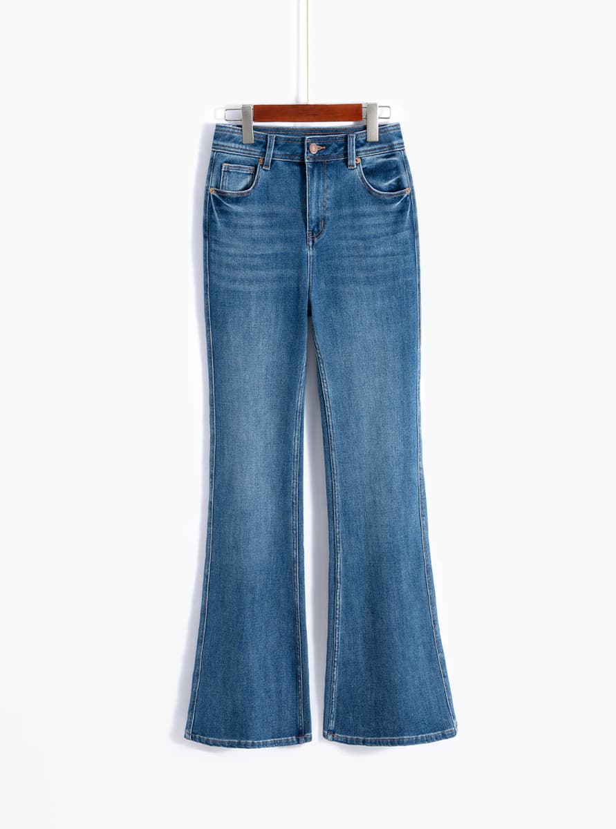 Джинсы-клеш с высокой талией и флисовой подкладкой, прямые, из высококачественного эластичного материала, осень-зима 2025,...