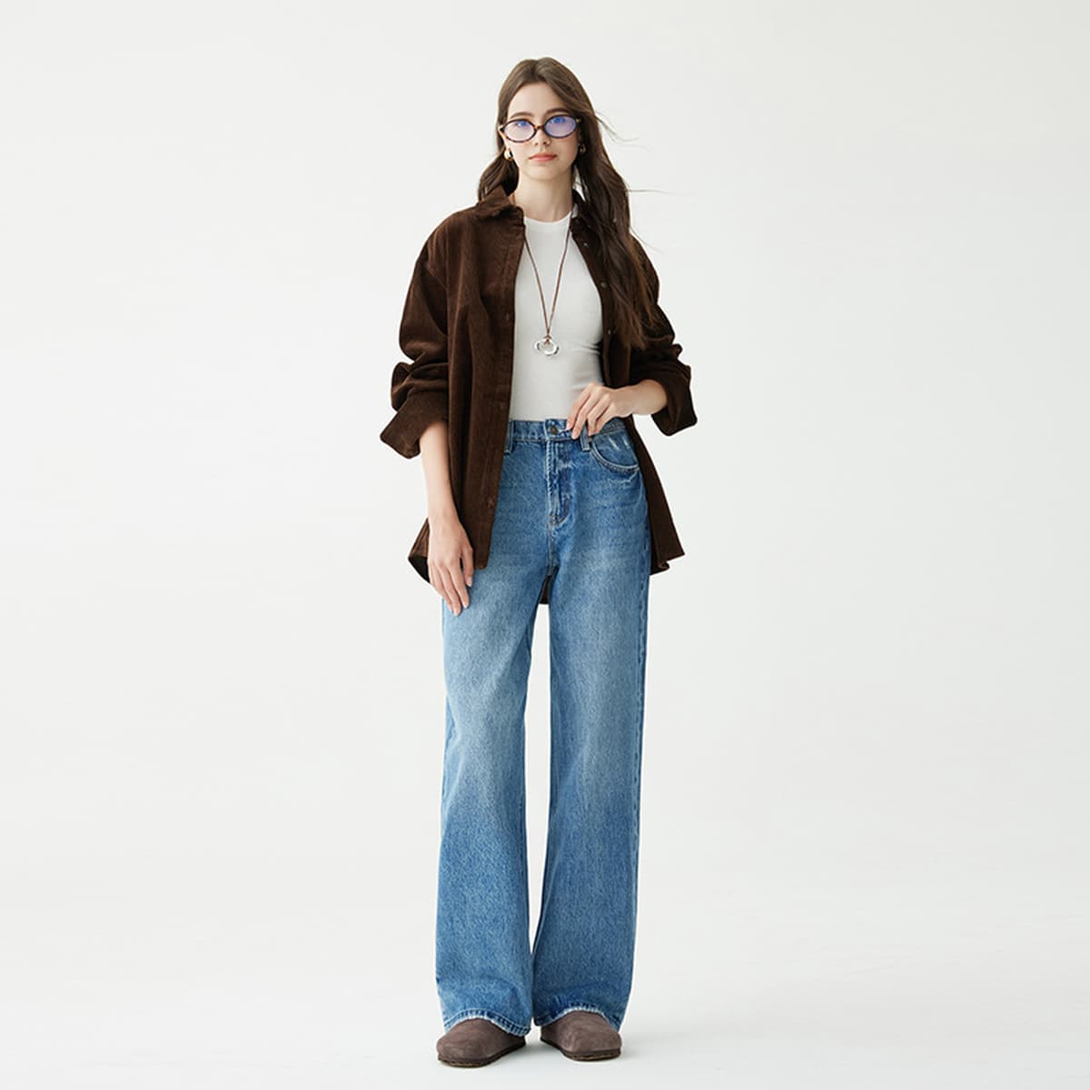 Женские джинсы свободного кроя из чистого хлопка, весна 2026, с высокой талией, стройнящие, светло-голубые, премиум-класса,...