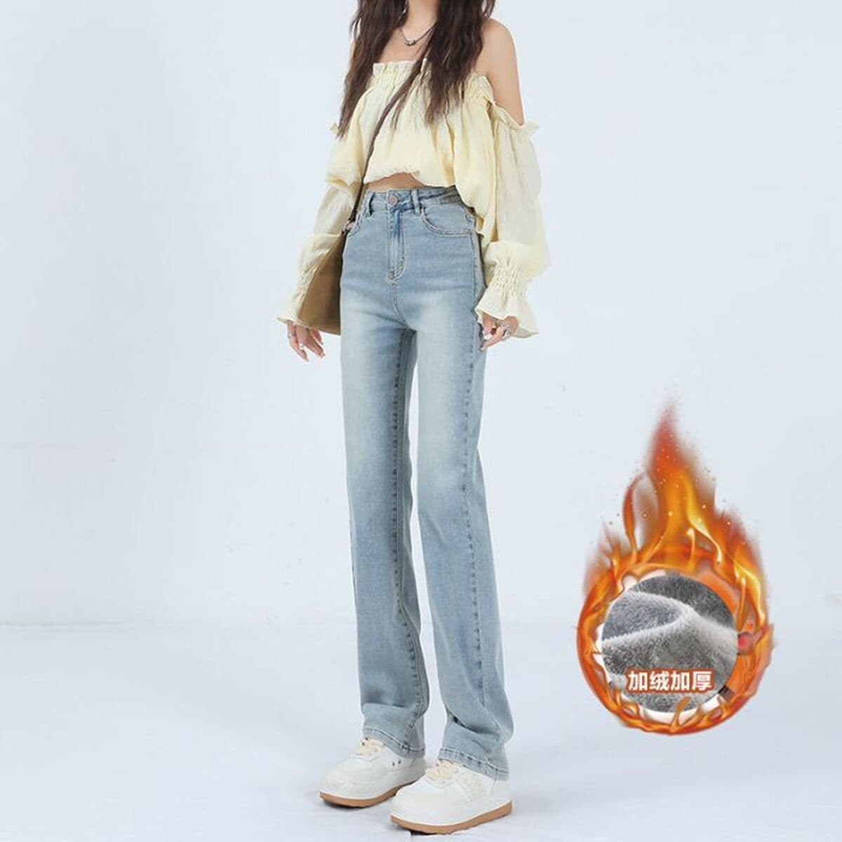 Черные прямые джинсы для женщин, новинка осени-зимы 2025, с высокой талией, стройнящие, увеличивающие рост, узкие широкие...