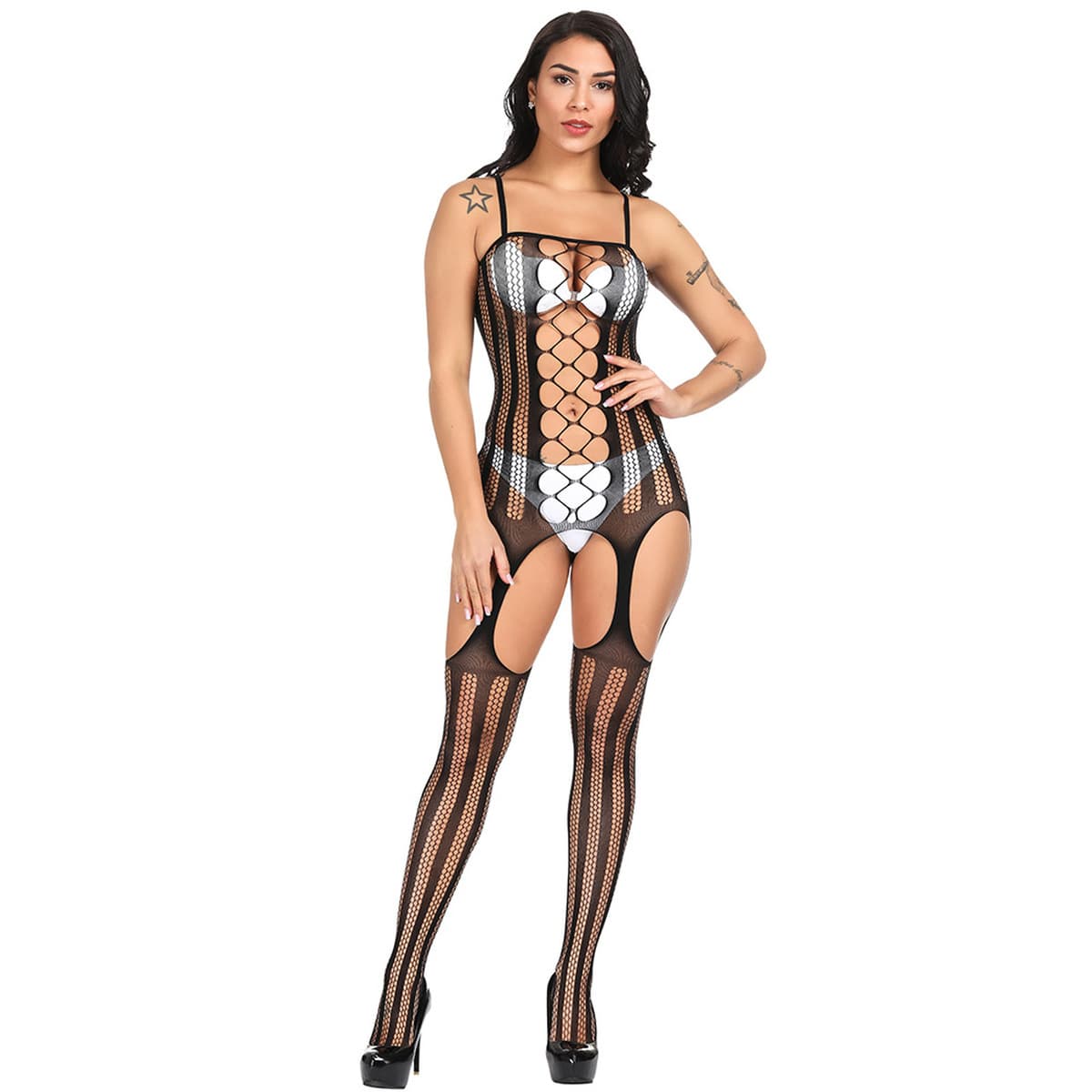 Новые Женские Жаккардовые сексуальные цельные сетчатые ремешки-слинги, цельные носки, полые w281