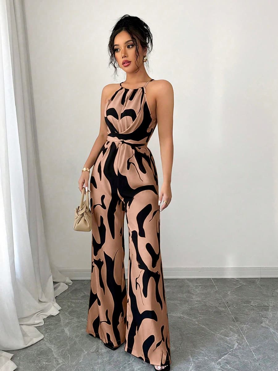 Летний комбинезон-халтер с кружевной завязкой Ruihu, экспортный, 2025 года, в европейско-американском стиле, с молочным...