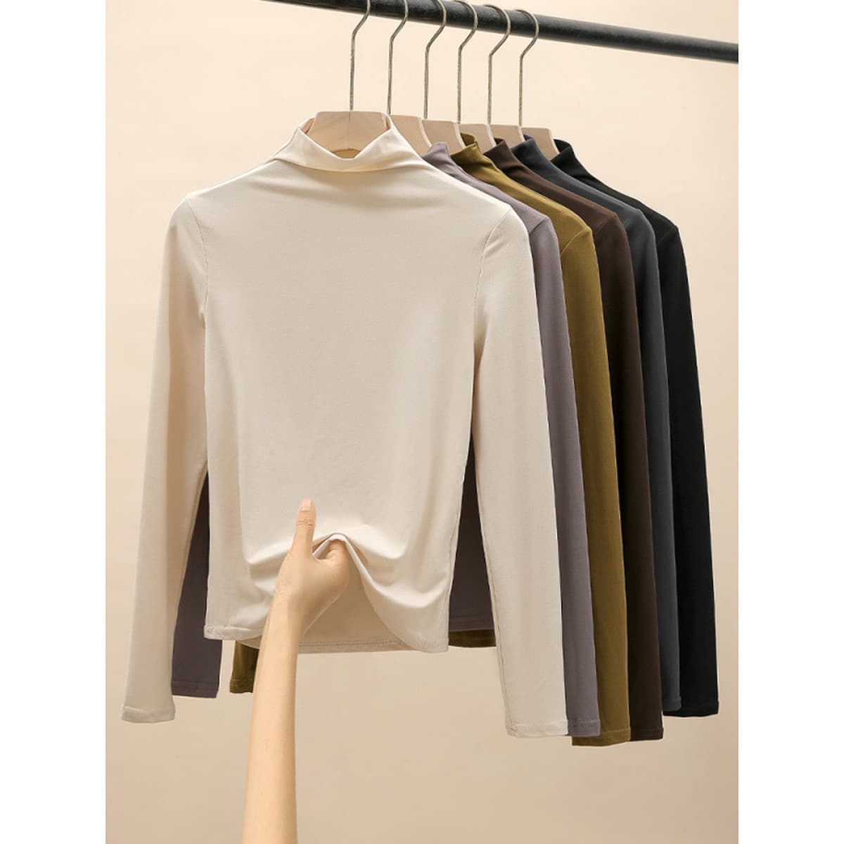 H528 Половина с высоким воротником Маска рубашка женская внутренняя одежда осенняя и зимняя шерстяная нижняя рубашка тонная,...