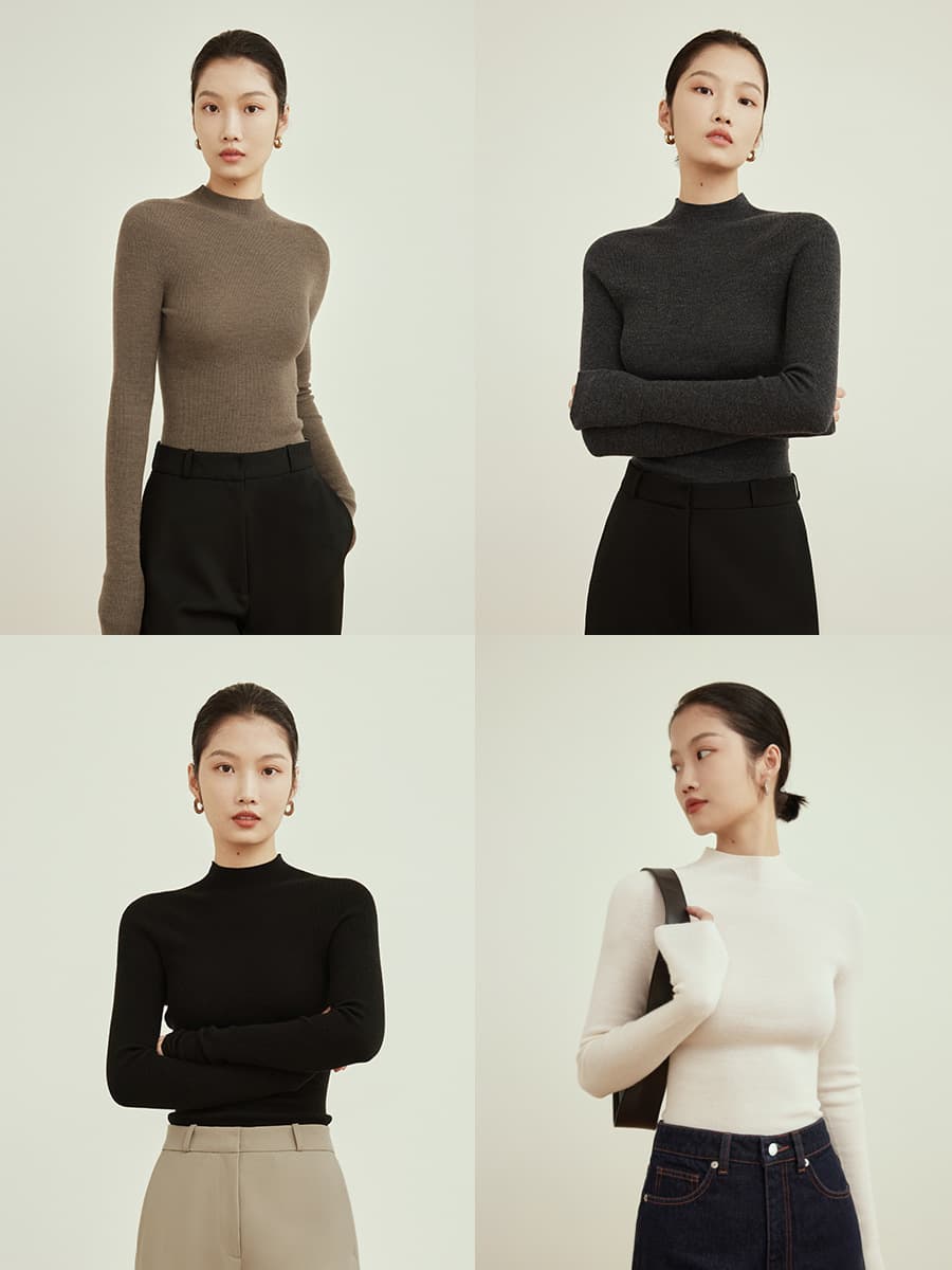 Женский свитер из 100% шерсти, бесшовный, с воротником-стойкой/полуворотником, машинная стирка, новая модель 2025 года, от...