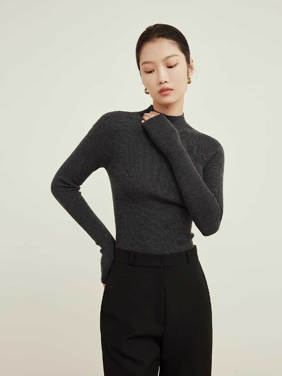 Женский свитер из 100% шерсти, бесшовный, с воротником-стойкой/полуворотником, машинная стирка, новая модель 2025 года, от...