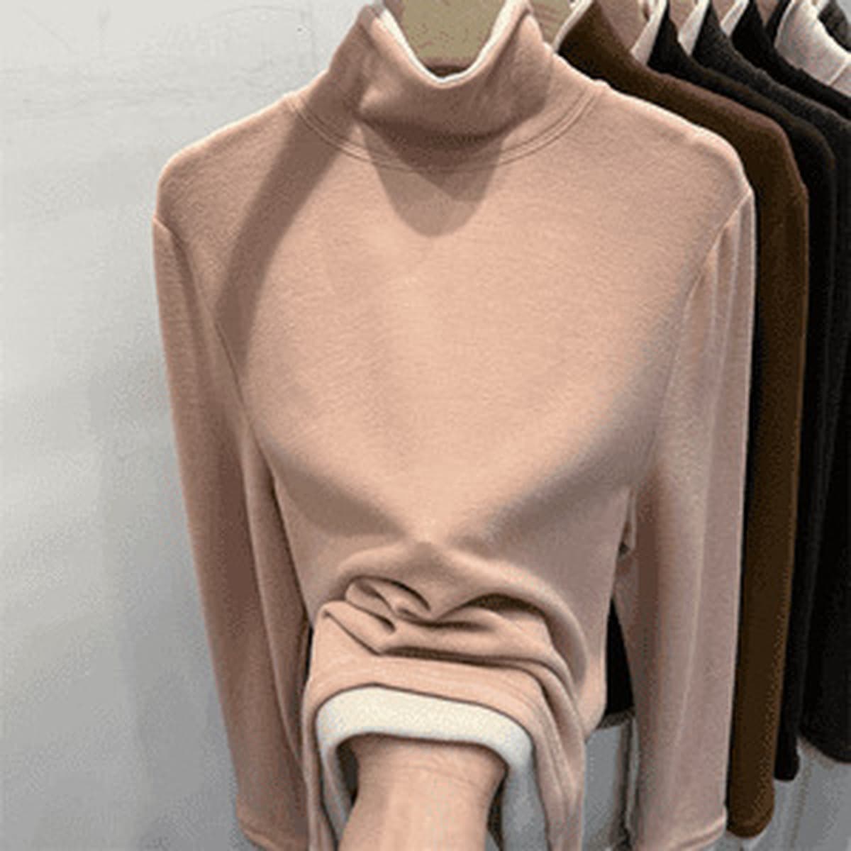 Толстая матовая футболка с длинными рукавами, зимняя мягкая клейкая рубашка с высоким воротником, теплая нижняя рубашка,...