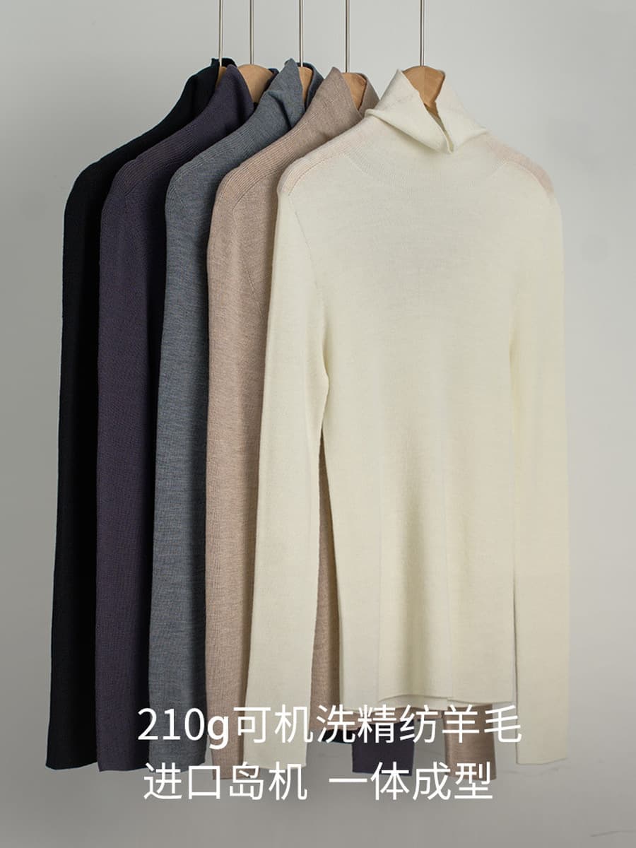 Мытье в машинном камвоне тонкая шерсть 100 шерстяных полуводолазок с высоким воротником трикотажная нижняя рубашка женский...