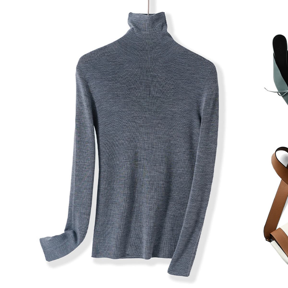 Мытье в машинном камвоне тонкая шерсть 100 шерстяных полуводолазок с высоким воротником трикотажная нижняя рубашка женский...