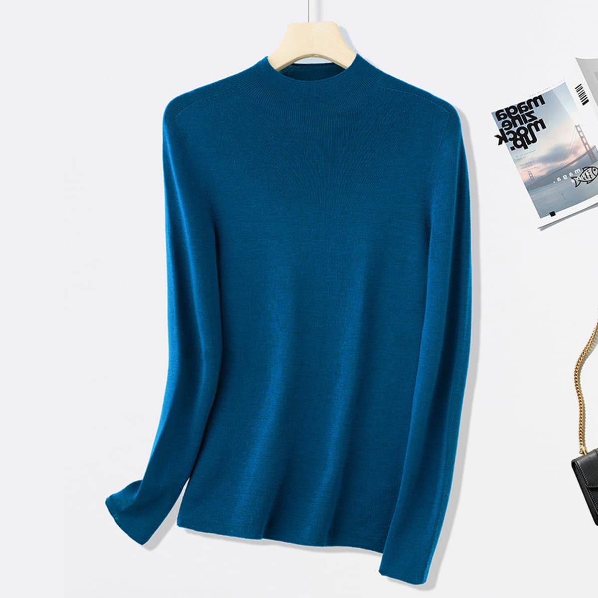 Мытье в машинном камвоне тонкая шерсть 100 шерстяных полуводолазок с высоким воротником трикотажная нижняя рубашка женский...