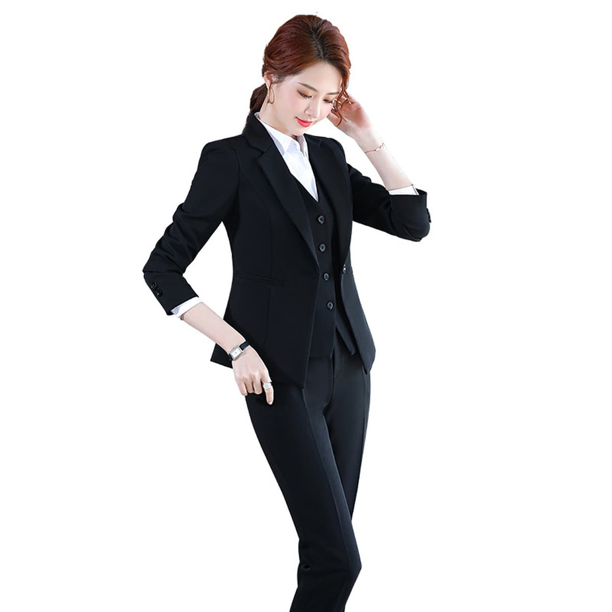 Вечернее платье женский профессиональный костюм деловой комбинезон темперамент Студенты колледжа весна и осень черный костюм...