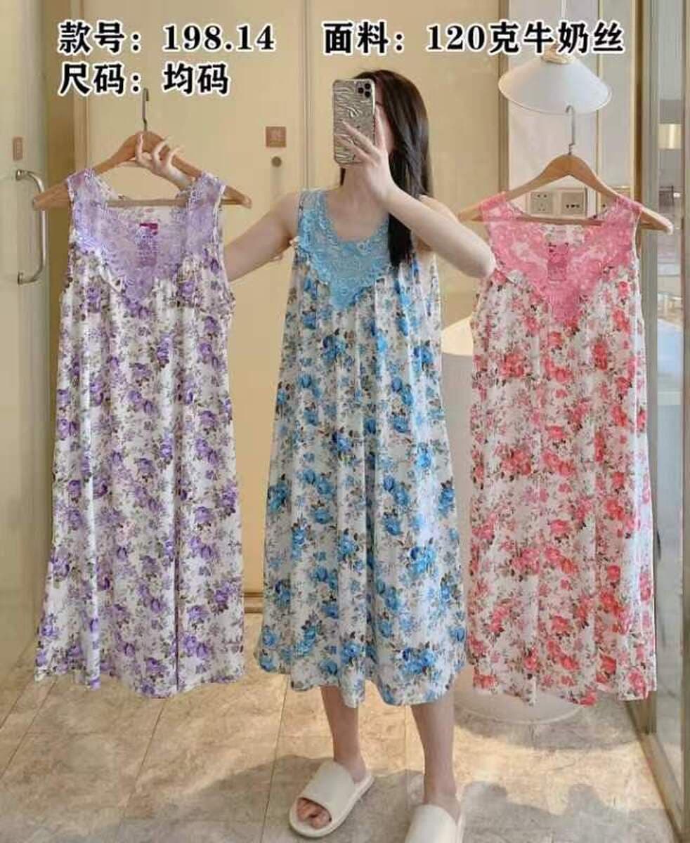 Внешняя торговля ночная рубашка лето новый жилет без рукавов платье плюс размер пухлые девушки Сладкая Сексуальная...