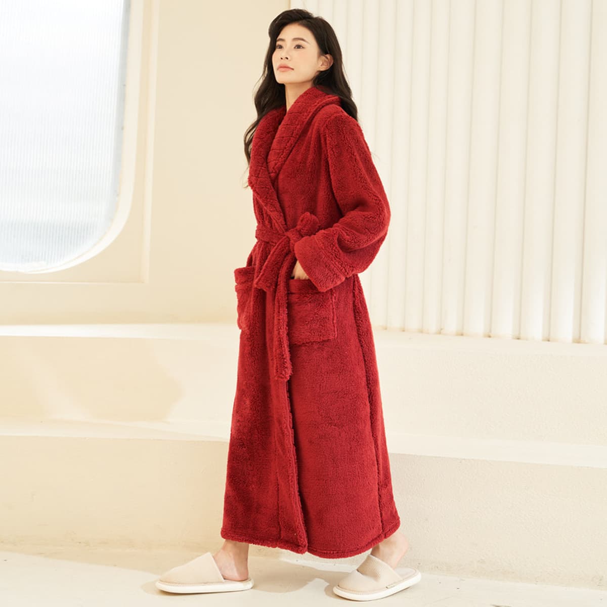 Пара пижамы мужские зимние длинные фланелевые двухсторонние толстые коралловые бархатные пижамы до лодыжки халат пижамы...