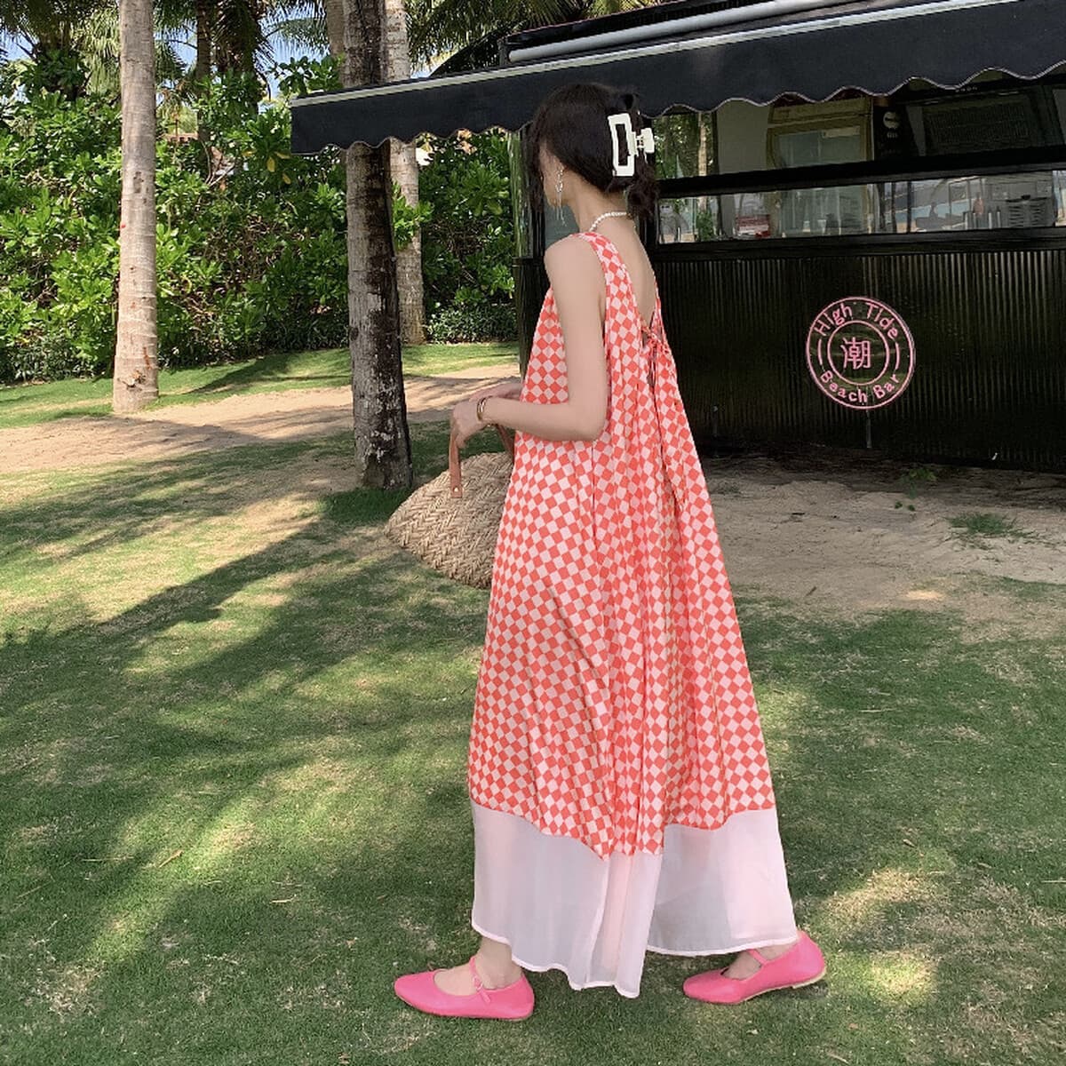 Розовое платье на бретелях с открытой спиной, большое супер свободное праздничное платье для похудения, элегантное большое...