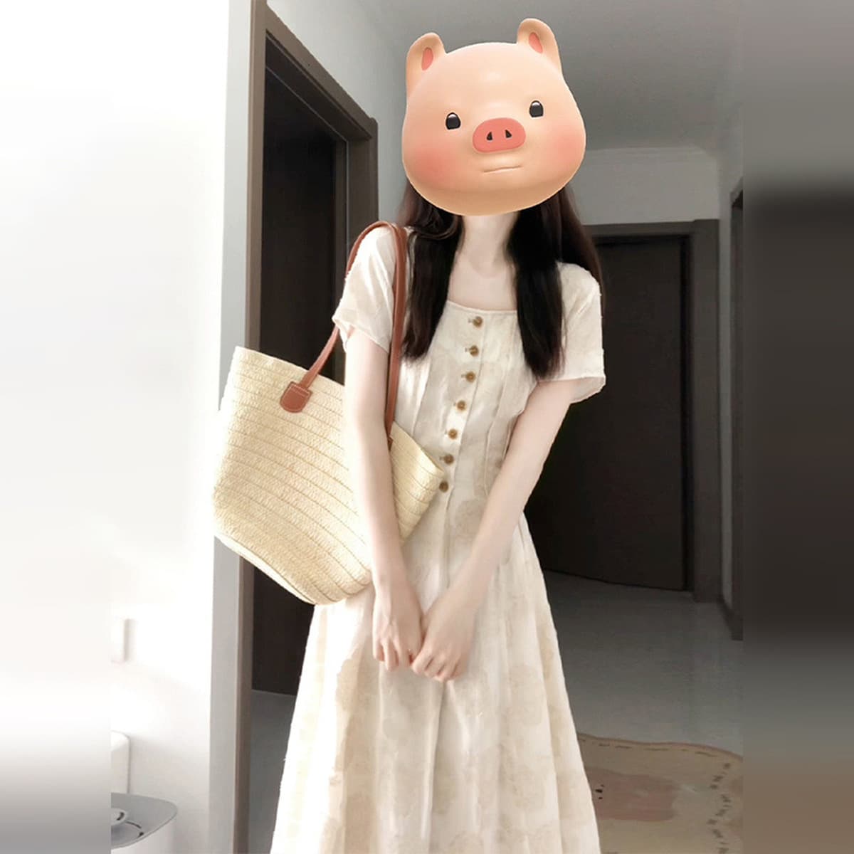 Миниатюрное темпераментное платье с квадратным вырезом в студенческом стиле для женщин, летнее новое стильное легкое...