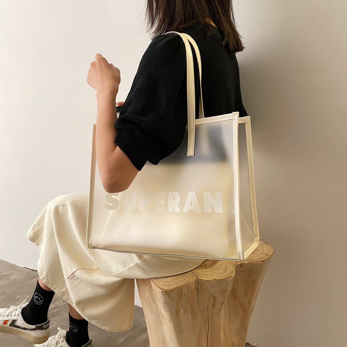 Сумка большая емкость женская сумка на плечо универсальный желе прозрачная сумка 2024 новая летняя пляжная мода сумка Toter