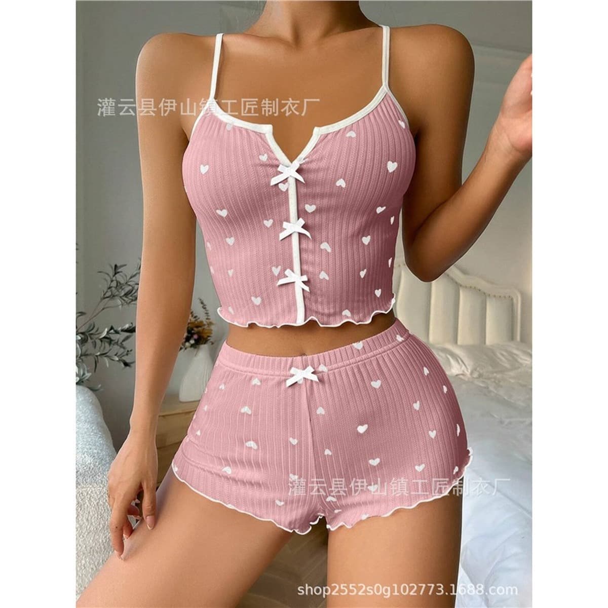 Новые шорты-подтяжки сексуальный бант разноцветный принт молочный набор для комфорта домашней одежды завод