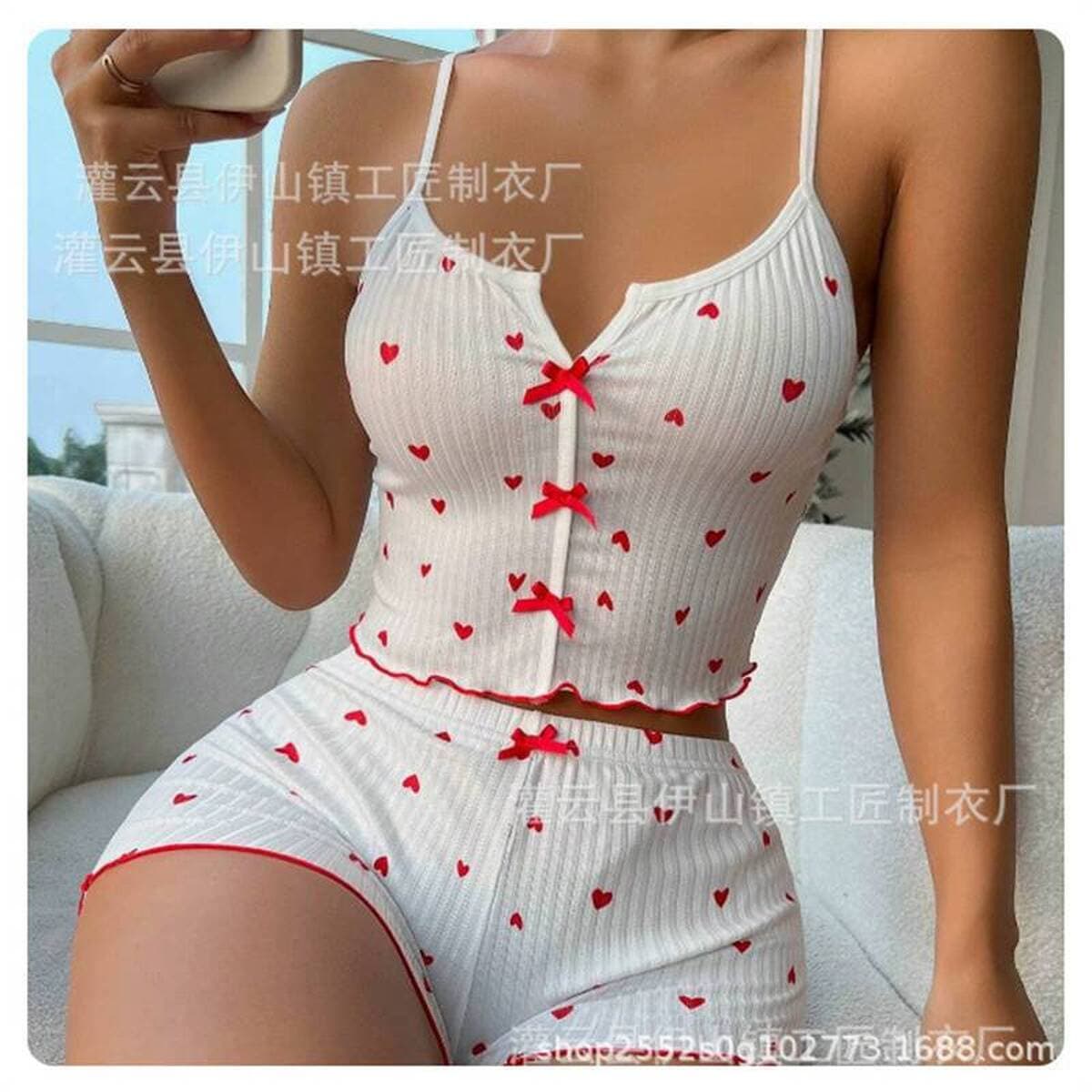 Новые шорты-подтяжки сексуальный бант разноцветный принт молочный набор для комфорта домашней одежды завод