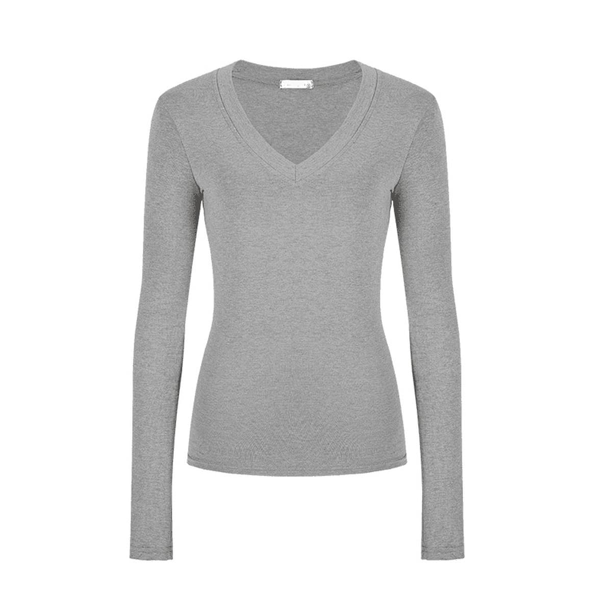 Горячая девушка с v-образным вырезом с обнаженными ключицей Белая футболка Женская осень-зима шикарный тонный топ