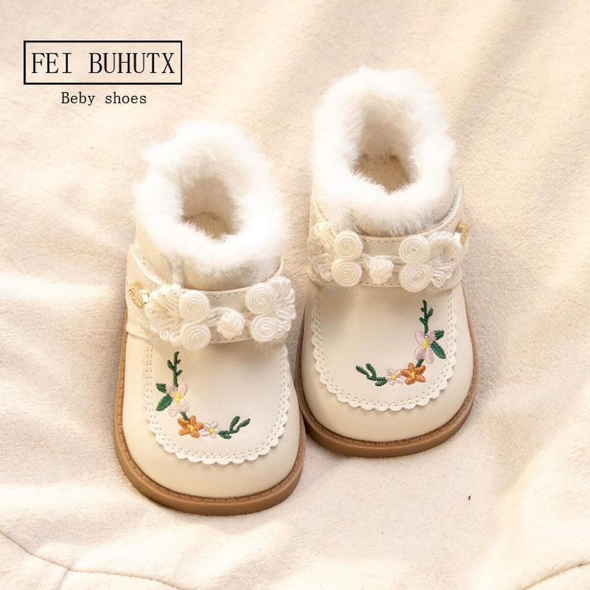 Хлопчатобумажная обувь для девочек, зимние бархатные кожаные сапоги, детские короткие сапоги для девочек с вышивкой в...