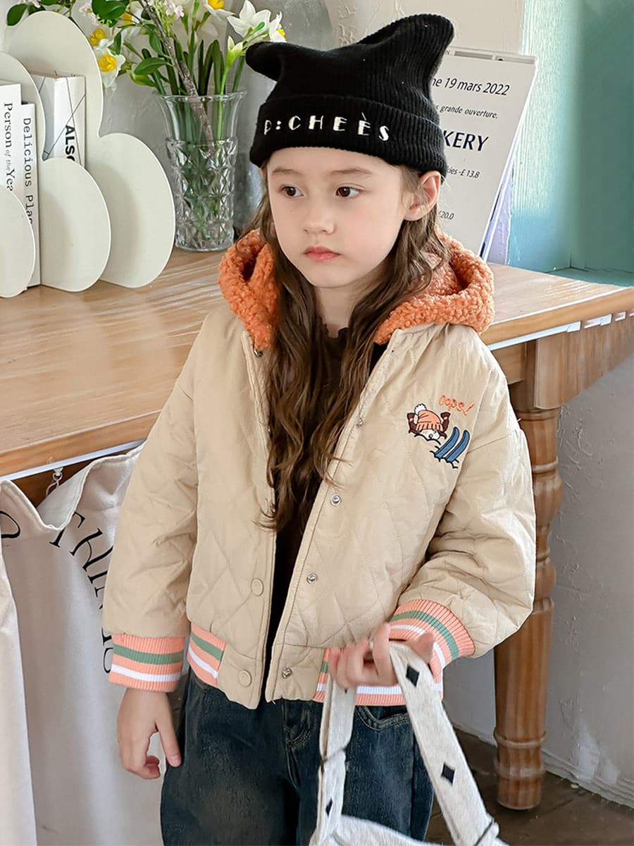 Детская девочка зимняя хлопчатобумажная одежда стеганая и толстая школьная форма