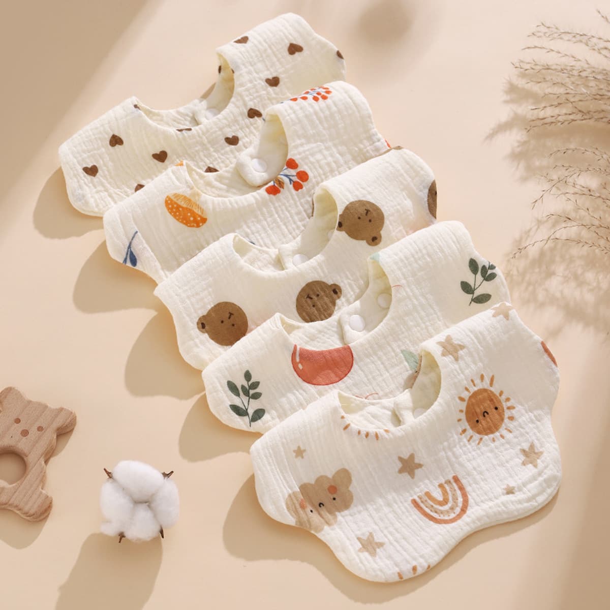 Хлопчатобумажный нагрудник типа Baby Симпатичное полотенце для рта для мужчин и женщин новорожденный ребенок впитывает воду,...