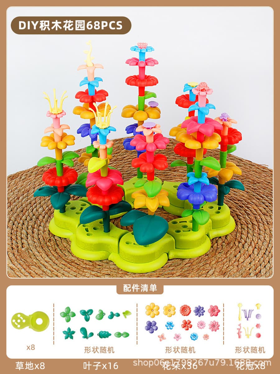 Новые цветочные строительные блоки, собранные развивающие игрушки для девочек, универсальные садовые цветочные композиции...