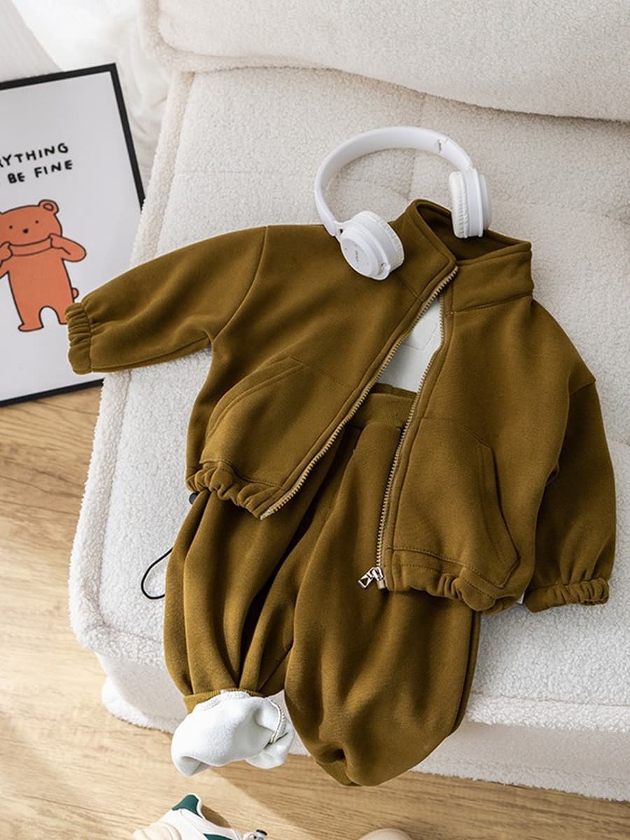 Детский зимний костюм Новый цельный бархатный Повседневный Спортивный Плащ на молнии с флисовой подкладкой От 1 до 5 лет...