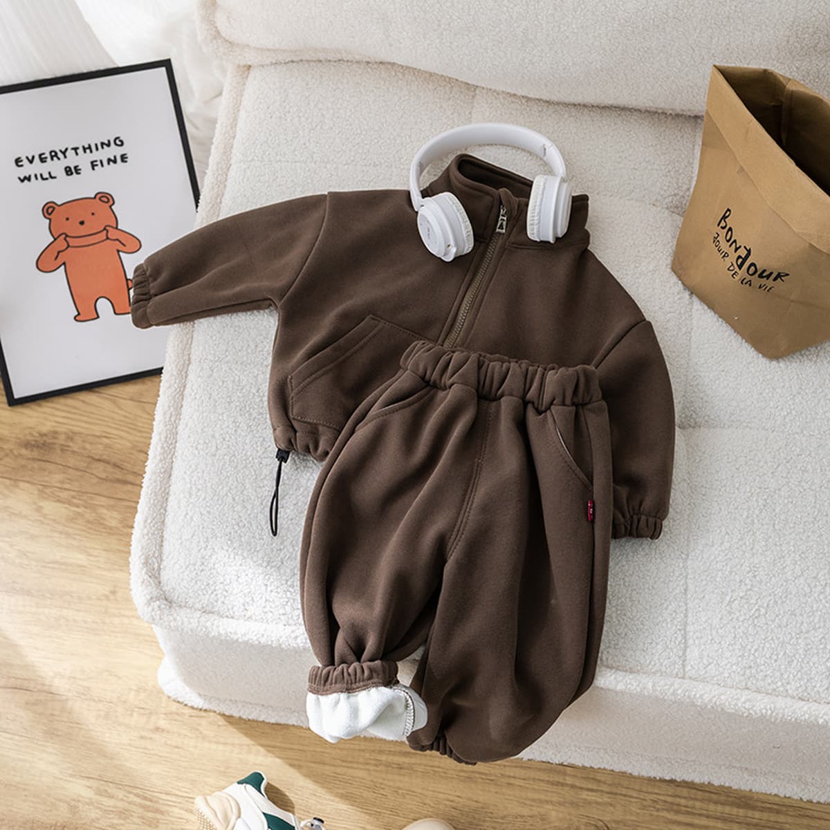 Детский зимний костюм Новый цельный бархатный Повседневный Спортивный Плащ на молнии с флисовой подкладкой От 1 до 5 лет...