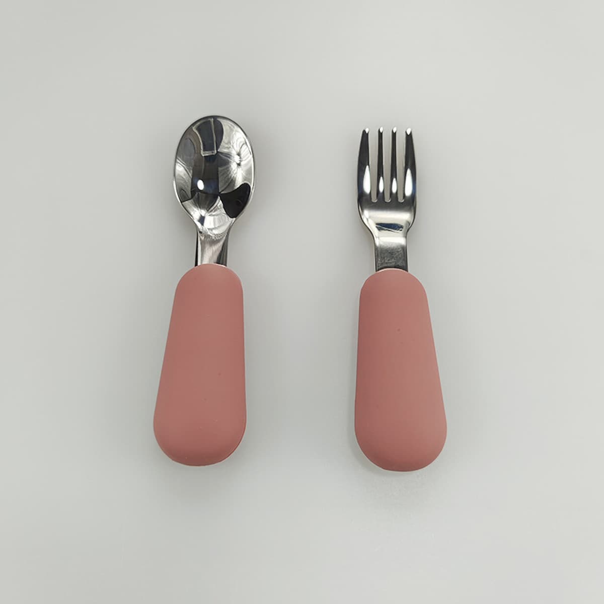 Детская вилка из нержавеющей стали, ложка, силиконовая ручка для еды, короткая ручка, дополнительная посуда для детского...