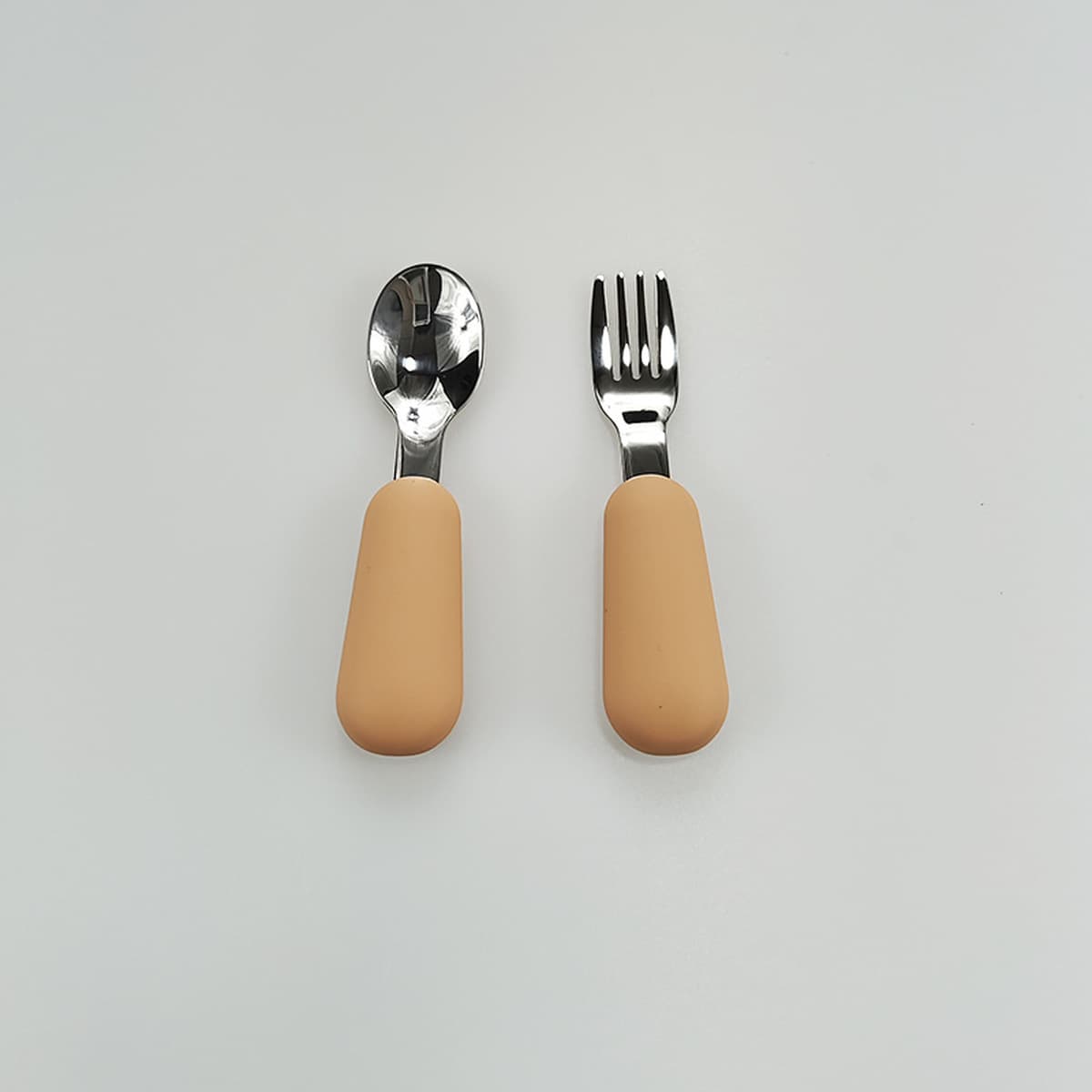 Детская вилка из нержавеющей стали, ложка, силиконовая ручка для еды, короткая ручка, дополнительная посуда для детского...