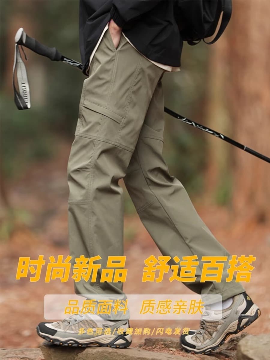 Наружные альпинистские штаны для мужчин прилив, свободная прямая оснастка плюс бархатные теплые и повседневные широкие брюки...