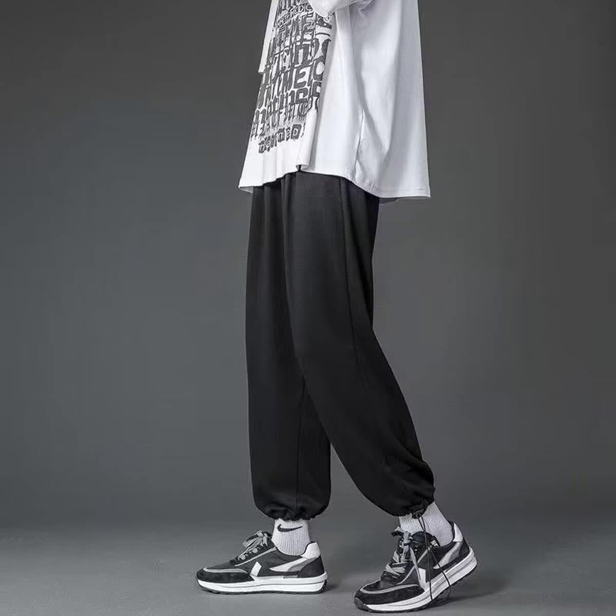 Серые спортивные штаны модные брендовые прямые свободные летние драпированные тонкие спортивные повседневные длинные брюки...