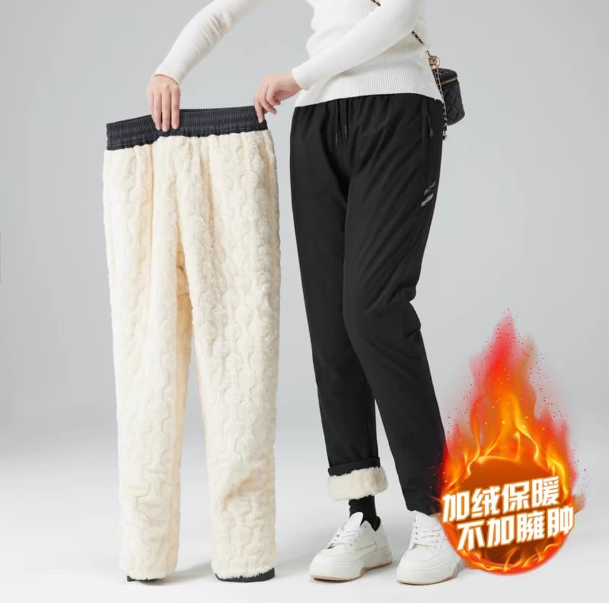 Зимние хлопчатобумажные брюки для мужчин носят северо-восточные свободные прямые каштановые кашемировые пуховые пуховые...