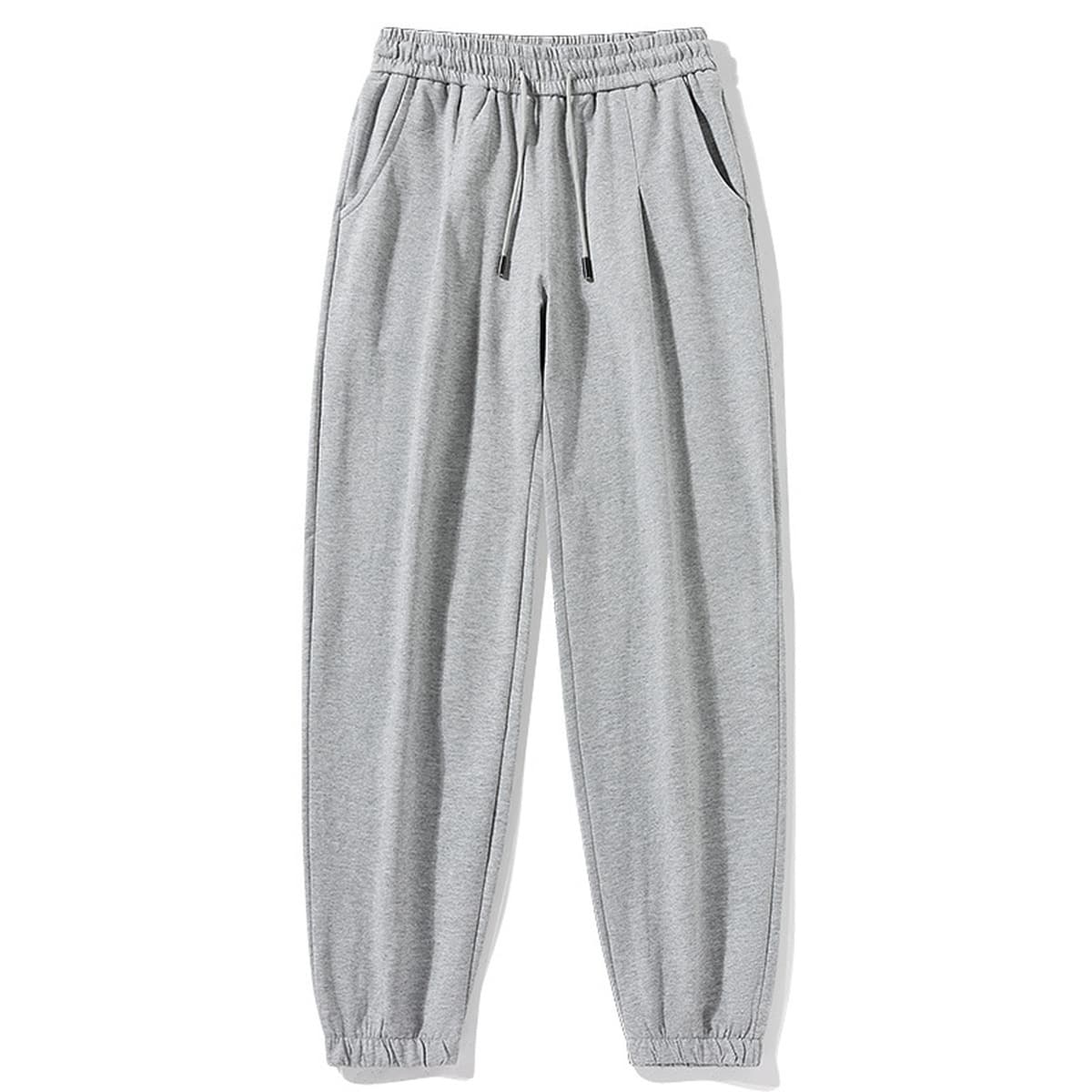 Тонкие летние тонкие хлопчатобумажные повседневные длинные брюки светло-серые свободные прямые брюки эластина мужские...