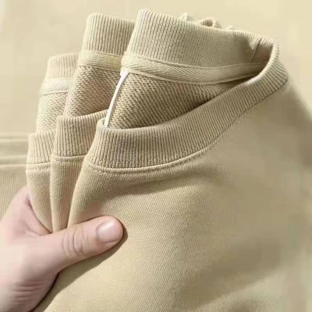 Осенний мужской большой махорчатый хлопчатобумажный свитер свободный пуловер с длинными рукавами и нижней рубашкой с диким...