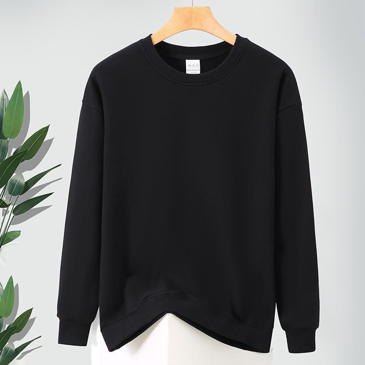 Осенний мужской большой махорчатый хлопчатобумажный свитер свободный пуловер с длинными рукавами и нижней рубашкой с диким...