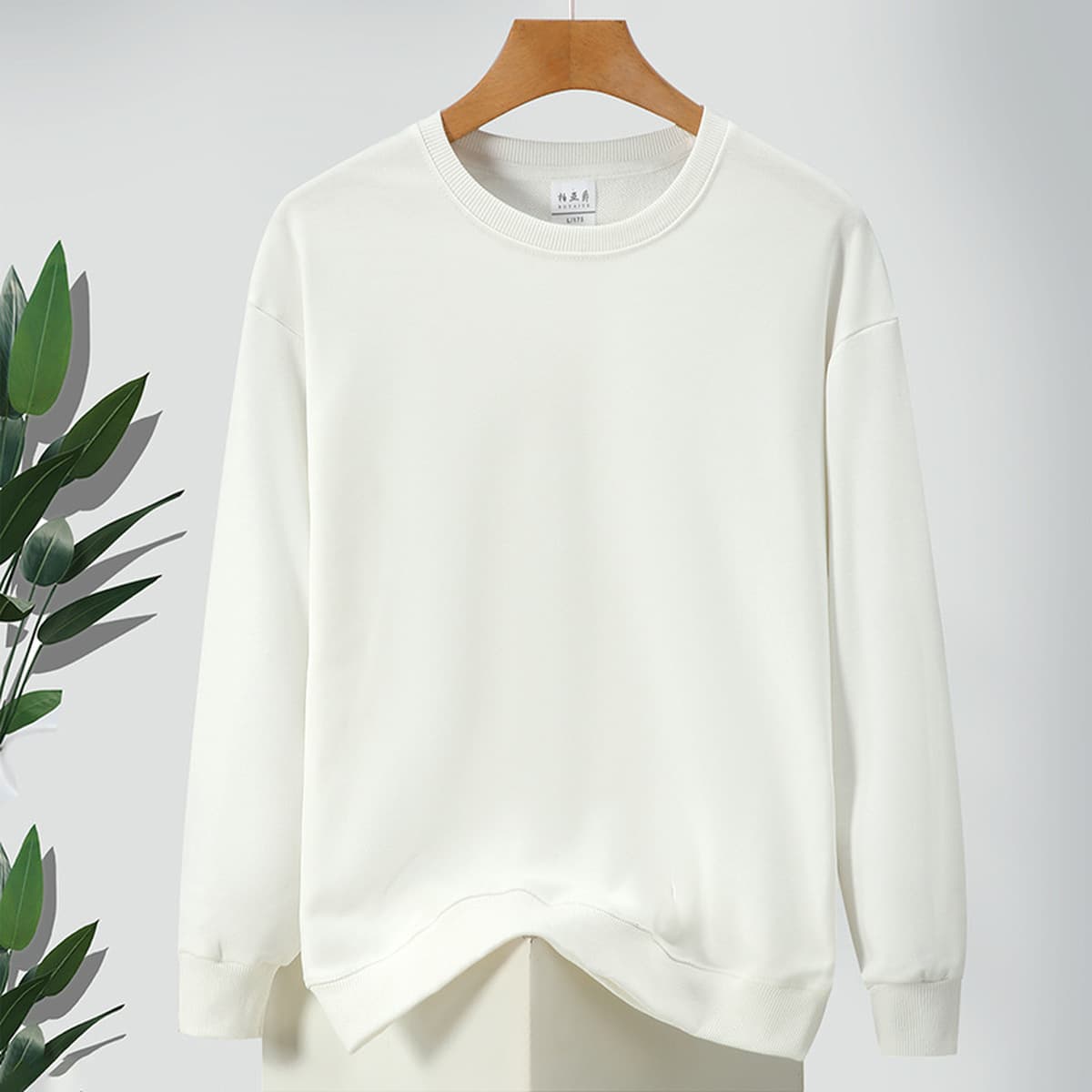 Осенний мужской большой махорчатый хлопчатобумажный свитер свободный пуловер с длинными рукавами и нижней рубашкой с диким...