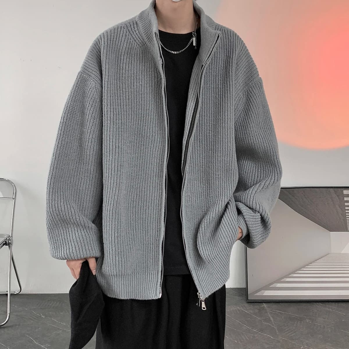 Ленивый ветер свитер мужской осенний и зимний новый свободный повседневный трикотажный кардиган мужской пиджак прилив с...