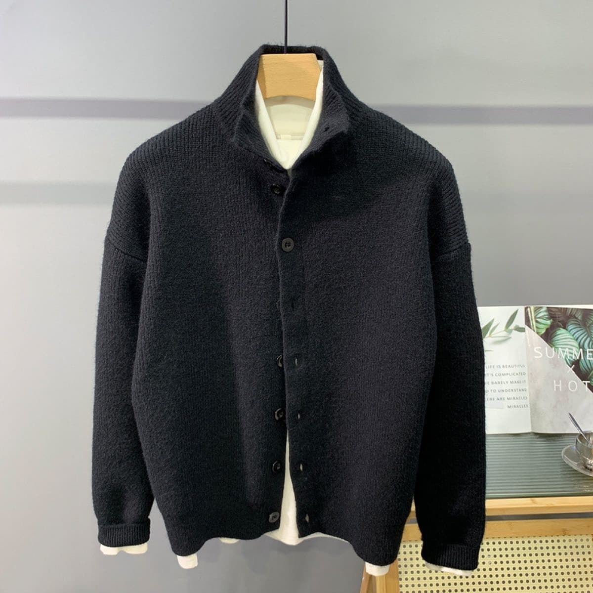 Ленивый стиль моды дикий свитер куртка для мужчин осень-зима новый модный трикотажный кардиган
