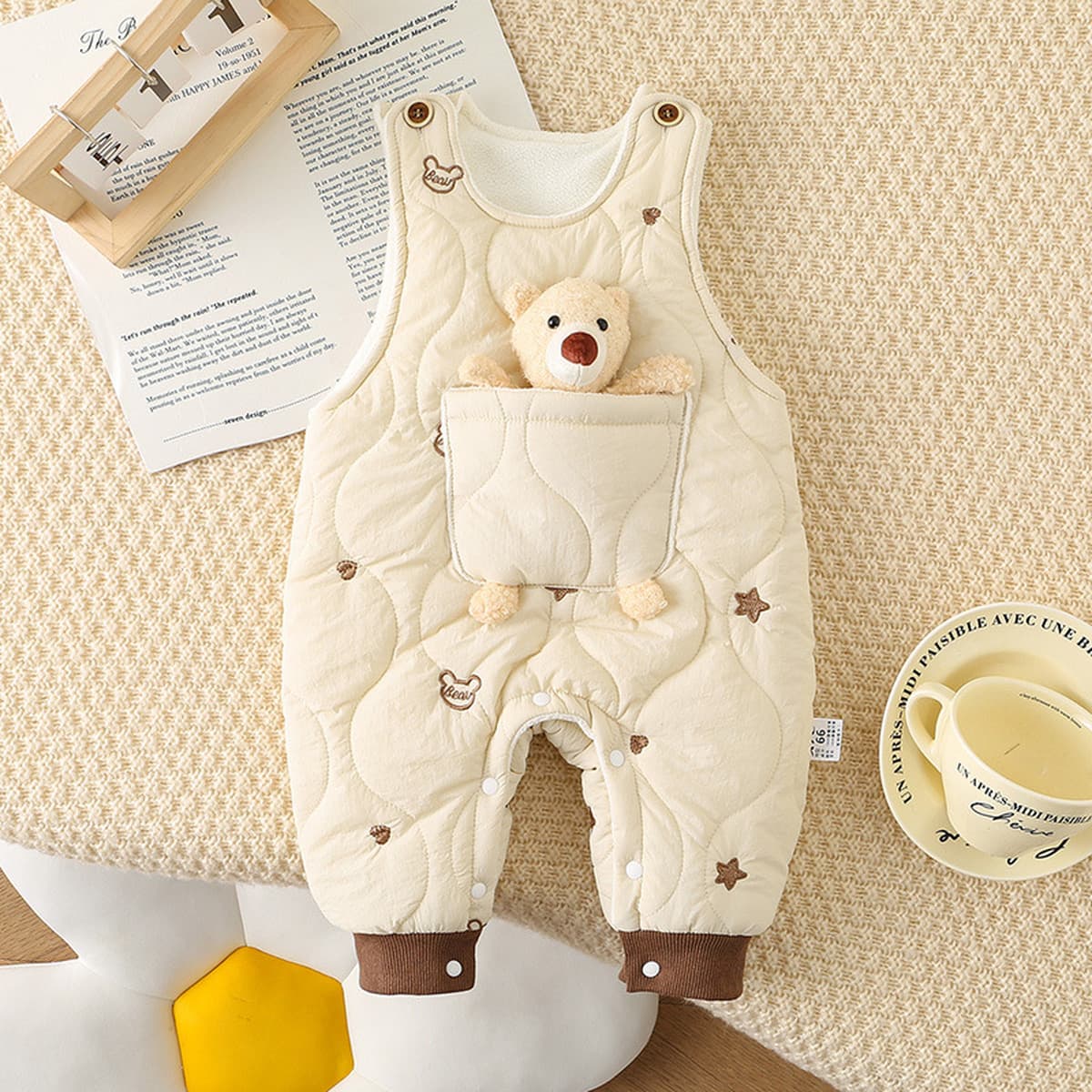 Детские осенние и зимние хлопчатобумажные брюки с флисом 2024 новый мужской детский жилет комбинезон открывается поздней...